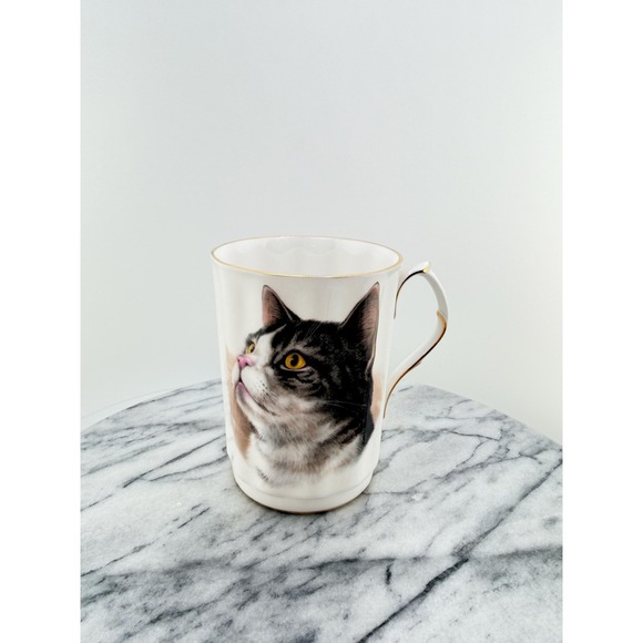Royal Windsor Other - Vintage Tabby Cat Portrait Mug Gold Trim Handle Elegant China Coffee or Tea Cup